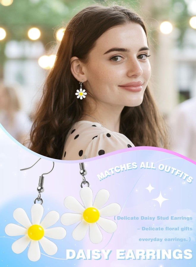 Civlory 70s Women Accessories for Outfits Acrylic Daisy Costume Adult Flower Drop Earrings for Women - Lightweight Yellow Dangle Jewelry, Cute Summer Accessories - Image 3